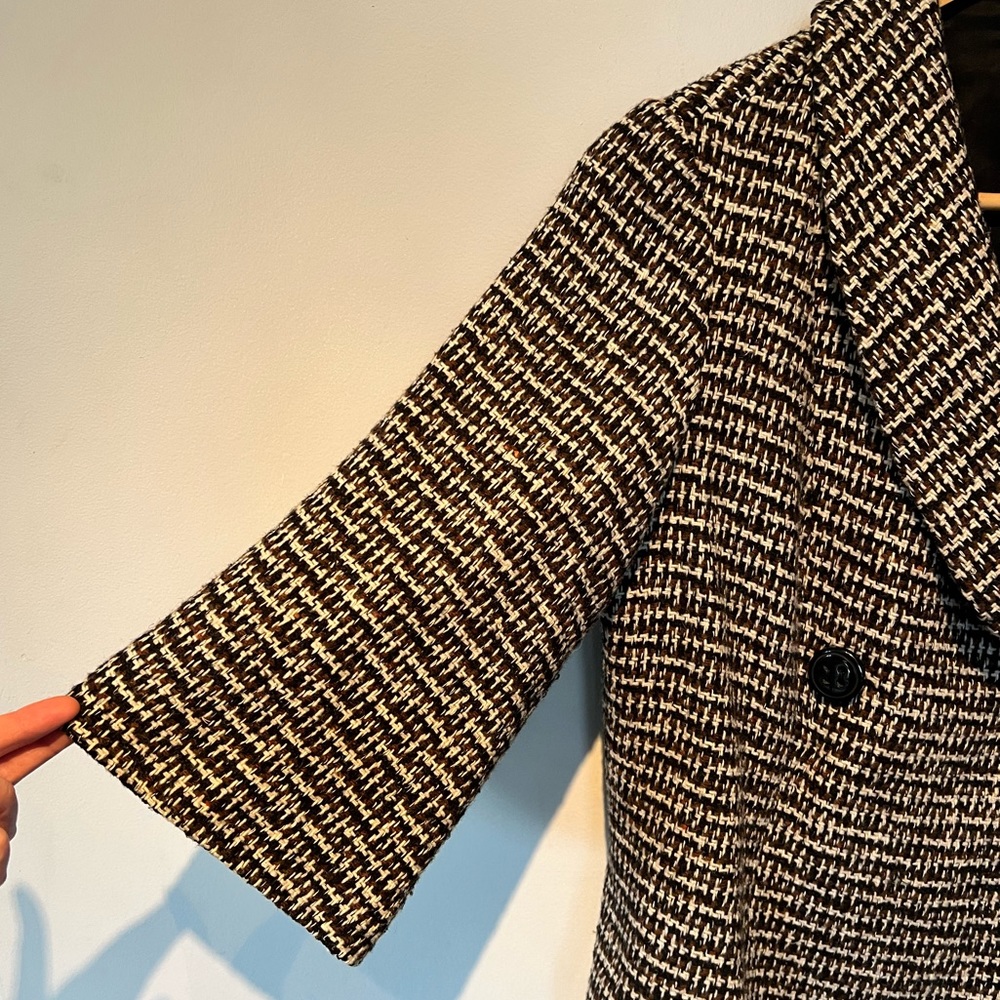 5/48 Saks Fifth Avenue tweed belted bell sleeve coat Medium - Picture 3 of 6